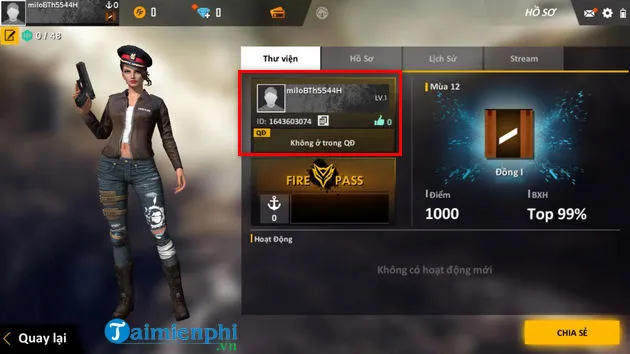 Hướng dẫn tìm ID Free fire